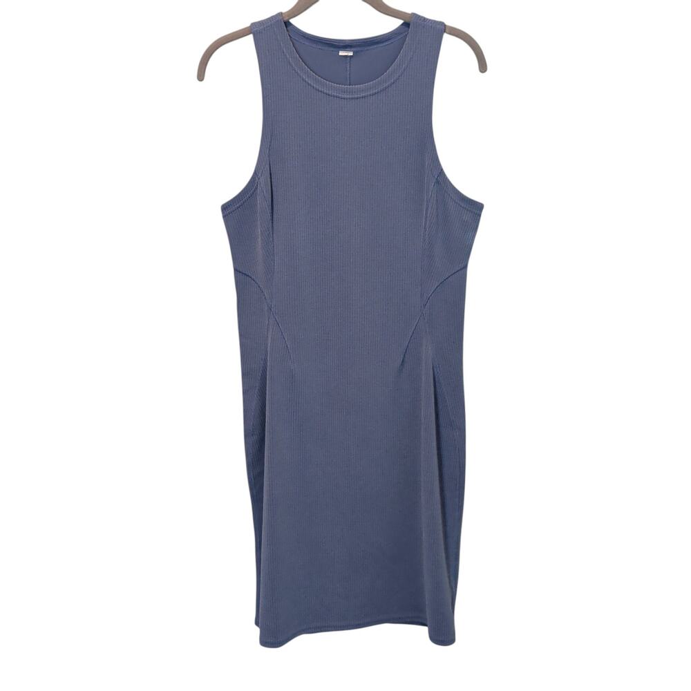 Lululemon Women's Sz 10 Softstreme Ribbed Slim Fit Tank Dress Blue Stretch